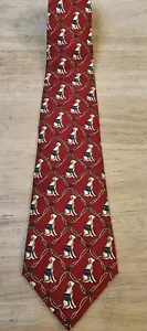 Cravatta classica Brooks Brothers Makers rossa giovanile con stampa cane, 52" - Foto 1 di 4