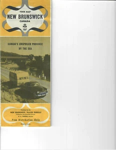 Vintage Tour Map New Brunswick Canada, New Brunswick Travel Bureau 1952 printing - Picture 1 of 1