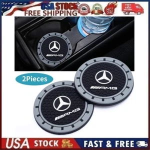 2pcs Car Cup Holder Insert Coaster Non-slip Pad Mat for Mercedes AMG Style 3 - Picture 1 of 11