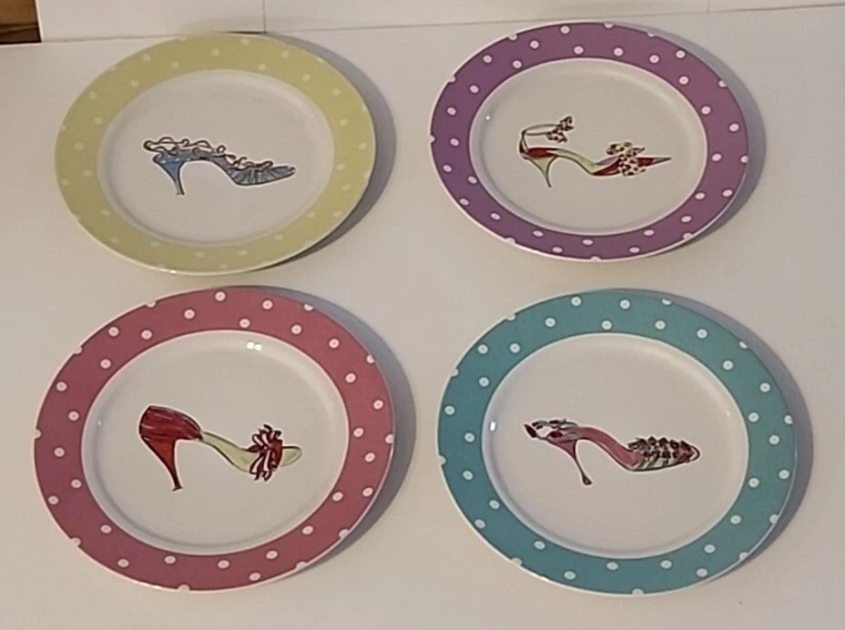 Rosanna 8" Plates Set of 4 Fashion Heels + Polka Dot Pattern Made in China  - Image 1 of 4