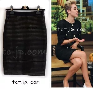 CHANEL 13S Black Stretchable Mesh Skirt 40 44 Pristine - Picture 1 of 12