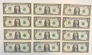 12 1988  A -L Series One Dollar  Bills - Picture 1 of 2