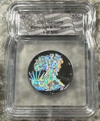 1942 Liberty Walking Half Dollar Ruthenium & Hologram 1 of 500 Silver Coin - Image 1 of 4