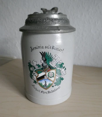 Studentenkrug von 1934 "Arminia sei's Panier!" Steinzeug mit Zinndeckel - Bild 1 von 4