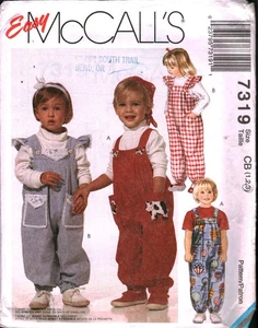 7319 Vintage McCalls SEWING Pattern Girls Boys Overalls T Shirt 1990s Easy OOP - Picture 1 of 2