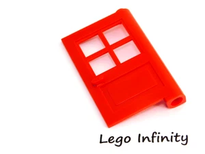 4 LEGO Vintage Red Door 1 x 4 x 5 with 4 Panes Hinged on Pivot (3861) - 4 Pieces - Picture 1 of 2