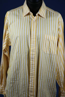 Burberry London Shirt Yellow White Stripe Button Down Long Sleeve Mens 16 L 48" - Image 1 of 4