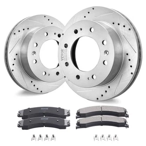 VEVOR Drilled and Slotted Front Brake Rotors Pads Kit for Chevy Silverado GMC - Picture 1 of 2