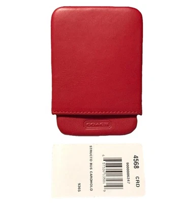 Cartera Coach de cuero roja con estructura deslizable porta tarjetas de visita # 4568 nueva con etiquetas Foto 1 de 4