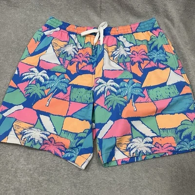 Chubbies Shorts Mens Large Lined Colorful Palm tree Swim Trunks 7’’ Stretch - Image 1 of 4