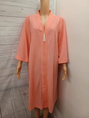 Take-Along Sears House Coat Full Length XXL 42-44 Union Made Zip USA Peachy Pink - Image 1 of 4