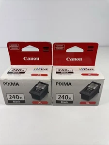 2 x New Genuine Canon Pixma 240XL Ink Cartridge Black PG-240XL OEM - Sealed - Photo 1/5