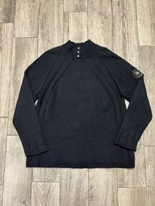 Suéter deportivo St John para mujer grande negro cuello falso cachemir jersey tejido con botones - Imagen 1 de 8