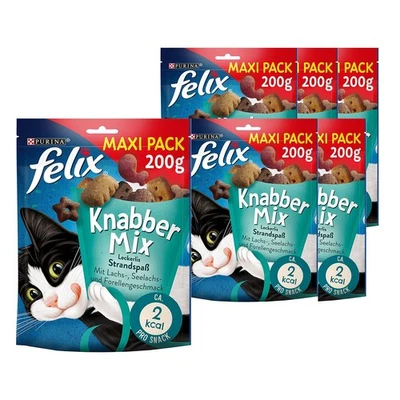 FELIX KnabberMix Divertimento da Spiaggia, Snack per Gatti Croccante in Sacchetto (5 x 200g) - Immagine 1 di 4