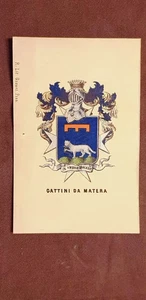 Stemma Gattini di Matera Famiglia nobile Cromolitografia 1880 Annuario nobiltà - Picture 1 of 1