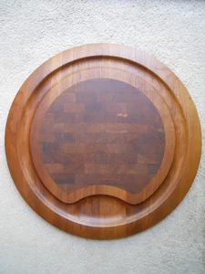 Vintage Dansk Parquet Wood Cutting/Serving Board, Denmark. Round 17 1/2". - Picture 1 of 5
