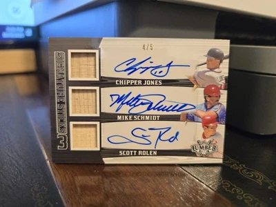 2024 LEAF LUMBER SIGNATURE STICKS CHIPPER JONES MIKE SCHMIDT SCOTT ROLEN  4/5 - Image 1 of 2