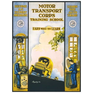 IMÁN de cartel de reclutamiento de cuerpo de transporte motorizado, 1919 - Imagen 1 de 7