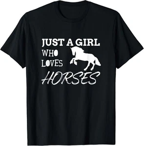 Just A Girl Who Loves Horses Horse Riding Farm Gift Unisex T-Shirt - Picture 1 of 3