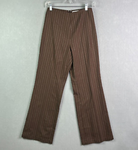 Reformation Pants Womens 2 Brown Stripe Wool Blend Lightweight 26 x 31 Back Zip