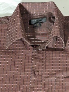 Platinum Mode Shirt Men Medium Long Sleeve Brown Pocket Collared Bottom Up - Picture 1 of 21