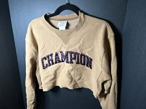 CHAMPION Reverse Weave Damen Cropped Sweatshirt Gr. S braun lila Spellout - Bild 1 von 7