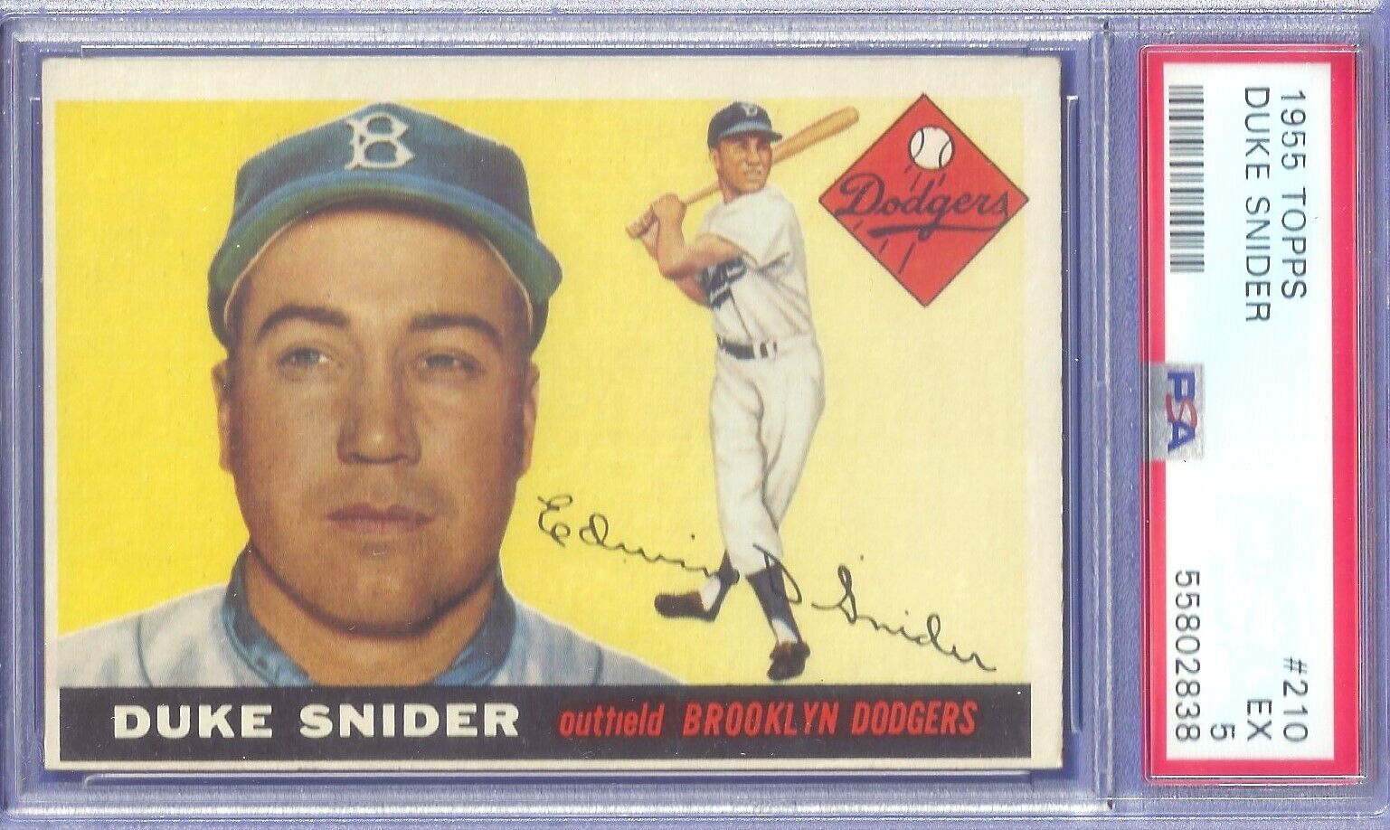 1955 Topps #210 Duke Snider  PSA 5 EX HOF Brooklyn Dodgers Baseball Card