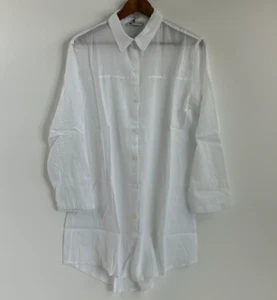 White by Nature Women Cotton Long Sleeve Button Down Summer Shirt White S NWT - Picture 1 of 11