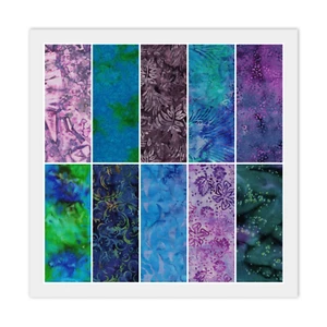 Rollo de gelatina BATIK - (20) tiras de 2 1/2", acolchado 100 % tela de algodón azul y púrpura - Imagen 1 de 11