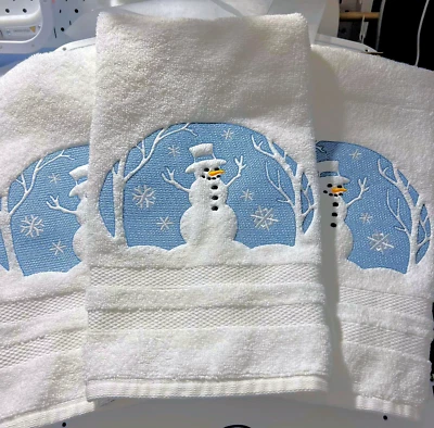 Toalla muñeco de nieve bordada, toalla decorativa, toalla de felpa para invitados/cocina  Foto 1 de 3