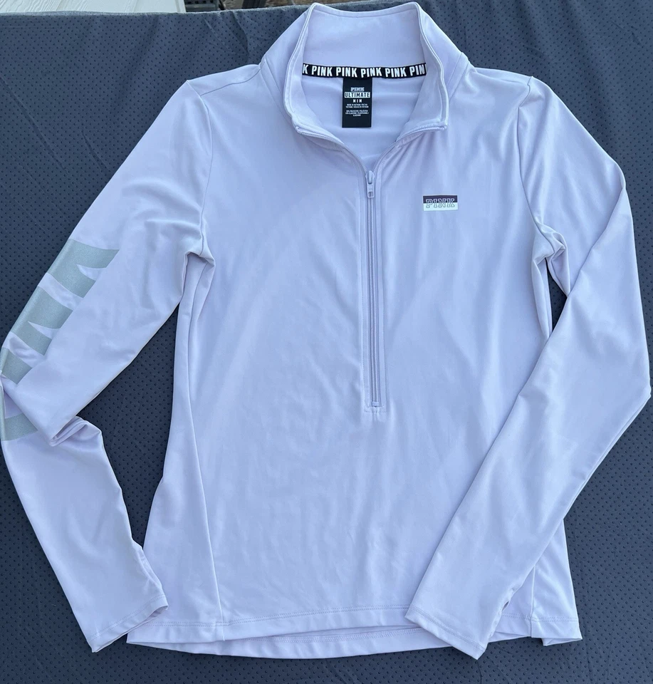 Camiseta esportiva atlética Victoria's Secret rosa pulôver meio zíper Ultimate - Imagem 1 de 2