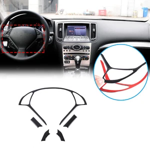 Gloss Black Car Steering Wheel Button Frame Sticker For INFINITI G37 G25 2007-13 - Picture 1 of 9
