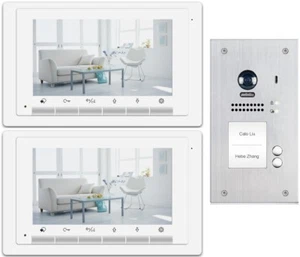  2 familias 2 cables autobús video intercomunicador 7" timbre cámara ojo de pez - Imagen 1 de 24