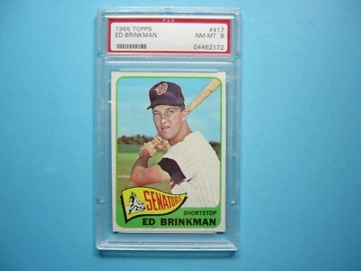 1965 TOPPS MLB BASEBALL CARD #417 ED BRINKMAN PSA 8 NM/MINT SHARP+ GL - Image 1 of 2