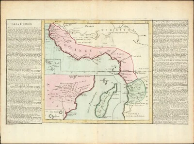 1767 Guinea Congo Madagascar antique map by Clouet ~ 23.1" x 17.1" hand colored - Image 1 of 4
