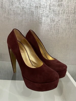 Walter Steiger Maroon Suede Leather Curved Heel Platform Pumps EU 39 US 8 (B3) - Image 1 of 4