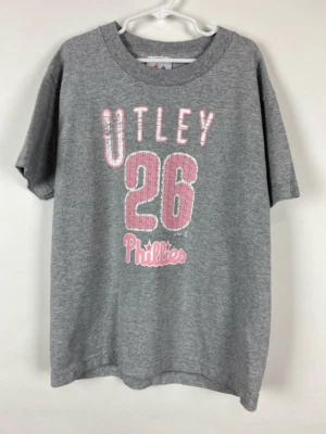 Philadelphia Phillies Chase Utley 26 Majestic Girls T-Shirt Gray Heathered 7 - Image 1 of 4