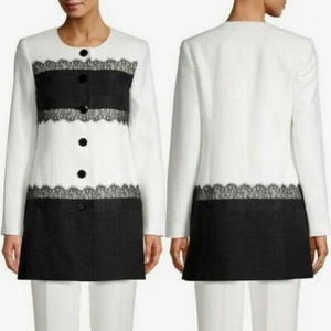 KARL LAGERFELD WOMEN TWEED BUTTON FRONT TOPPER SUITS, SIZE 10, $179 - Picture 1 of 9