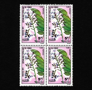 OPC 1971 Congo 5f Flowers Postage Due Sc#J48 Block of 4 MNH - Picture 1 of 1