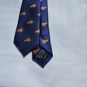 Hot Topic Pizza Mens Tie Blue And Yellow - Picture 1 of 5