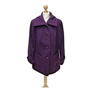 DEBENHAMS Womens Vintage Warm Jacket Coat Large 16 Violet Purple (EU44) - Picture 1 of 13