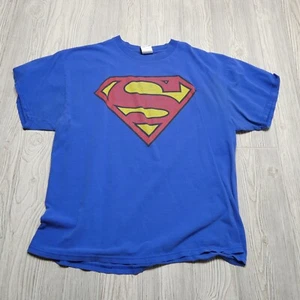 VINTAGE Superman Shirt Adult XL Warner Bros Delta Pro Weight Classic Logo Blue - Picture 1 of 13