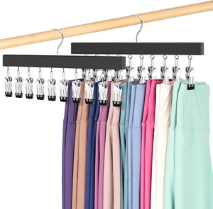 Legging Organizer for Closet, Pants Hangers with Clips Holds 20 Leggings, Jeans, - Picture 1 of 12
