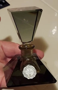 Vintage Irice Cut Glass Perfume Bottle With Stopper 4x3" Grey - Picture 1 of 6