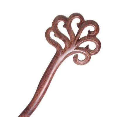 CrystalMood Handmade Carved Wood Hair Stick Coral - Image 1 of 4