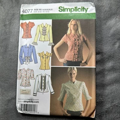 Simplicity 4077 Blouse Pattern R5 14–22 Uncut 2006 Lace Ruffle Trimmed Tops - Image 1 of 4