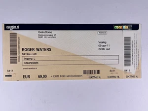 Roger Waters Pink Floyd Complete Ticket Original The Wall Gelredrome April 2011 - Picture 1 of 12
