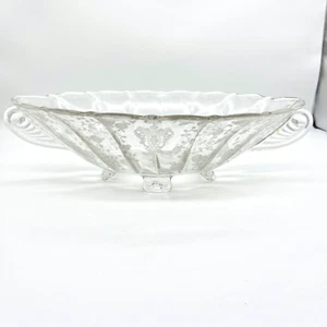 CambridgeRose Bowl Point Clear Oval Footed Four Toed Handled Bowl Embossed USA - Picture 1 of 16