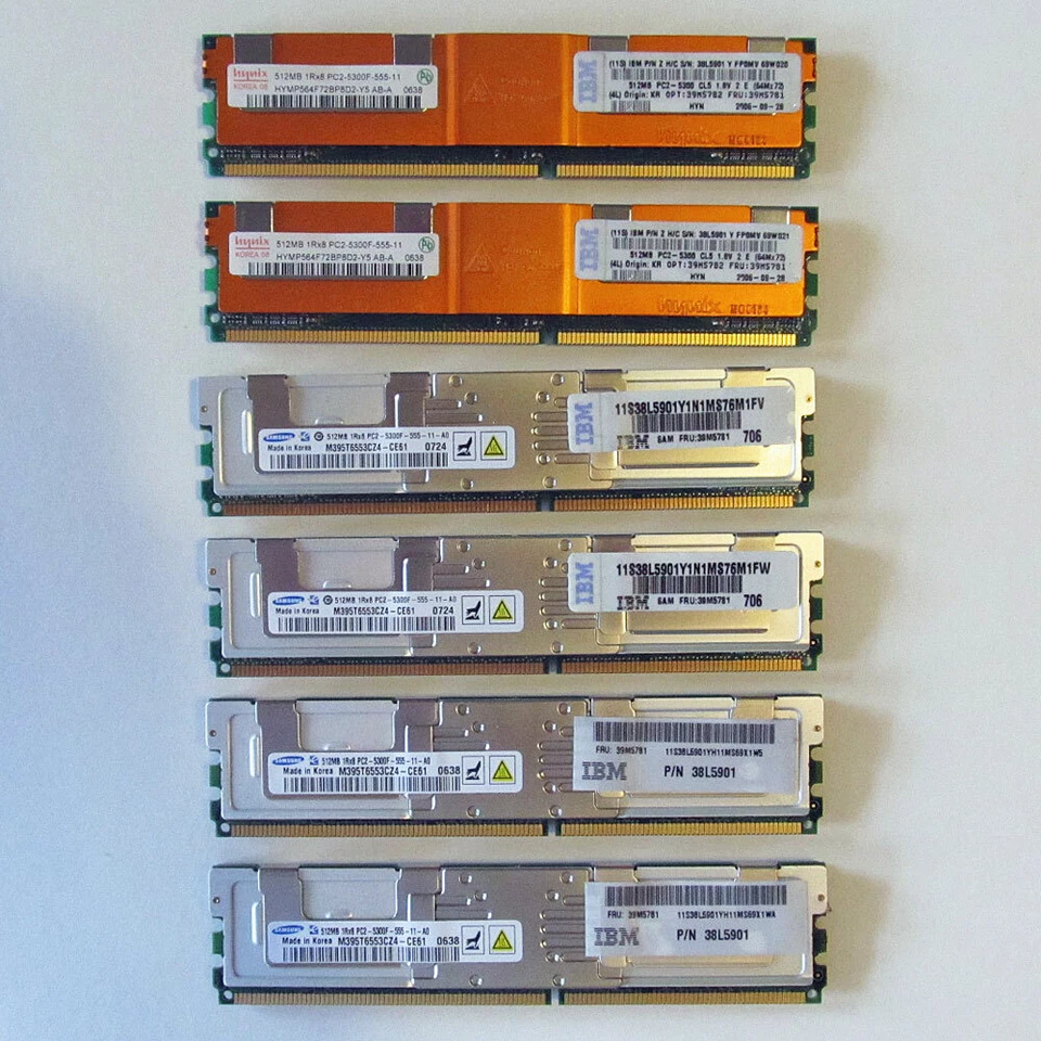 Server Memory RAM IBM 3GB Kit (512MB x 6) DDR2 667 ECC 38L5901 39M5782 38M5781 * - Image 1 of 3