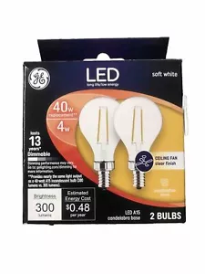 GE LED Light Bulbs, 40w, Soft White, Decorative Clear Finish Sm. Base (2 Pack) - Picture 1 of 2